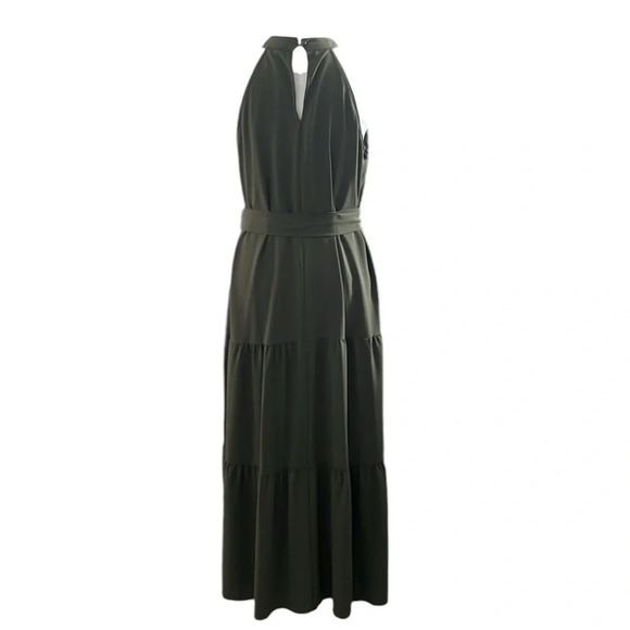 Pretty Garden green sleeveless halter Boho Dress with Belt Size M. - Picture 5 of 7